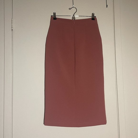 TOPSHOP | Dusty Pink Midi Pencil Skirt with Front Slit | Front Pockets | US4 - Picture 3 of 5